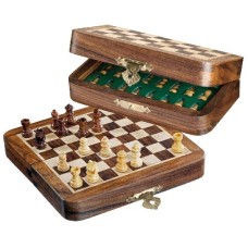 Reisschaak Acacia hout magn.klapb.13x6,5 cm